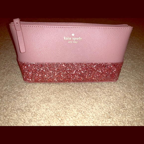 kate spade Handbags - Beautiful Pink Glitter Cosmetics Bag